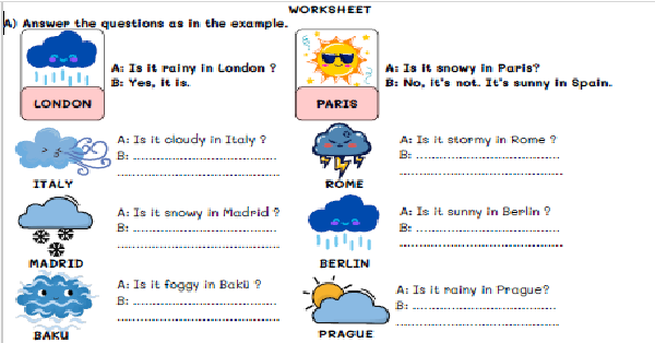 3.Sınıf 9.Ünite Weather Çalışma Kağıdı II