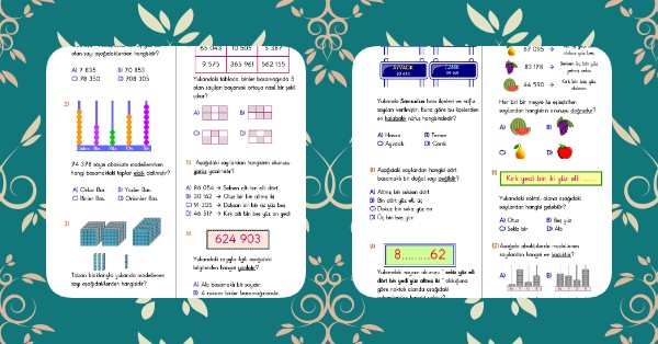 4. Sınıf Matematik Doğal Sayılar Kazanım Testi - 1