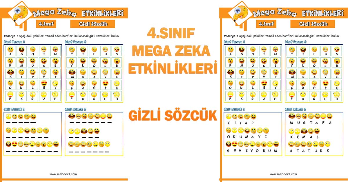 4.Sınıf Mega Zeka Etkinliği - Gizli Sözcük