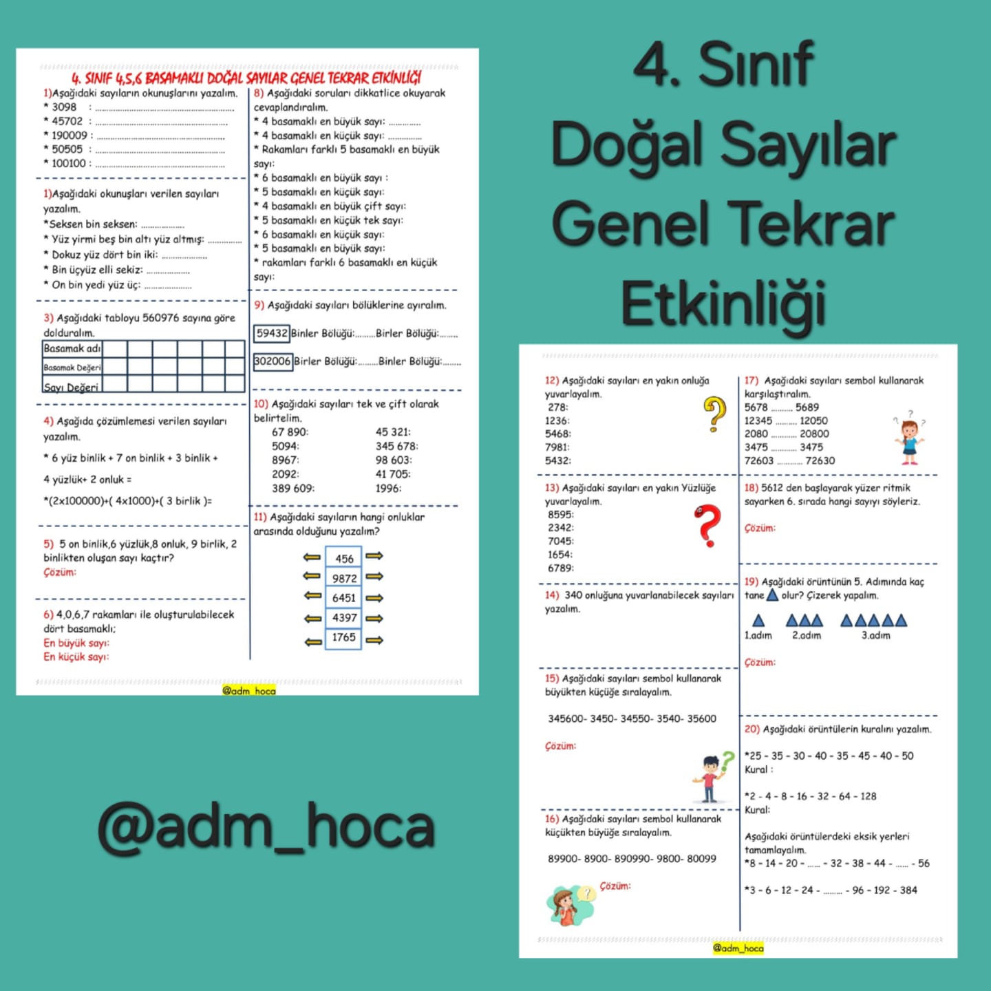 4. Sınıf - Doğal Sayılar Genel Tekrar Etkinliği