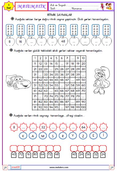 3. Sınıf Matematik Sekizer Ritmik Sayma Etkinliği