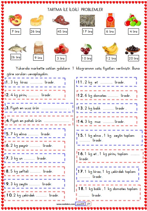 2. Sınıf Matematik Tartma ile İlgili Problemler Etkinliği 14