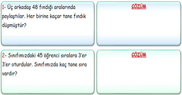 3.Sınıf Matematik Bölme İşlemi Problemleri-1