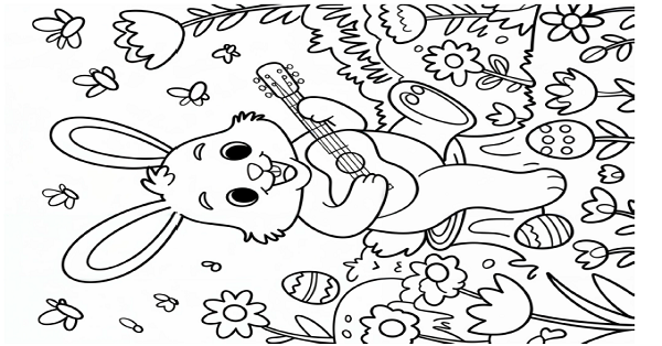 Boyama Çalışması (Gitar Çalan Tavşan)