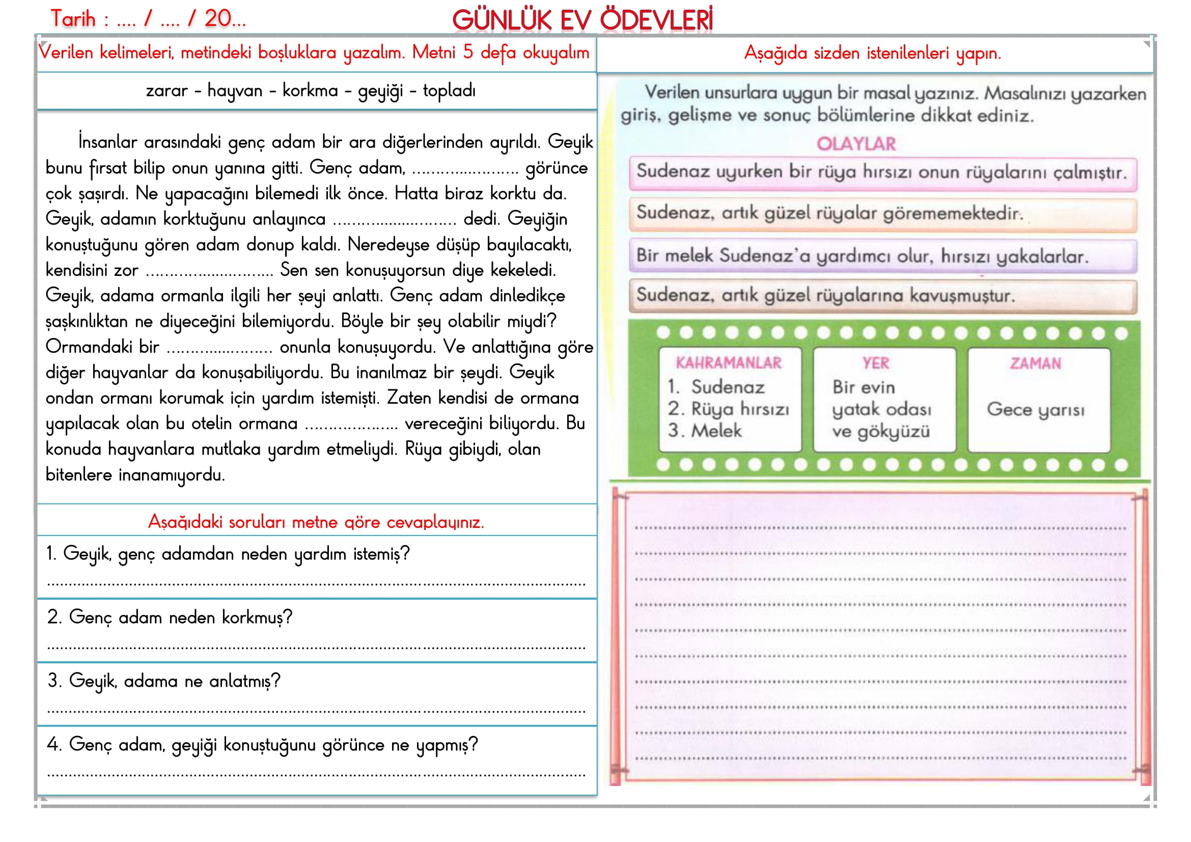 2.Sınıf 28 Şubat 2025 Günlük Ev Ödevi