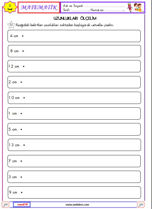 3. Sınıf Matematik Uzunlukları Ölçelim Etkinliği 4