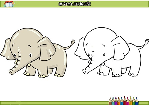Sevimli fil yavrusu boyama etkinliği