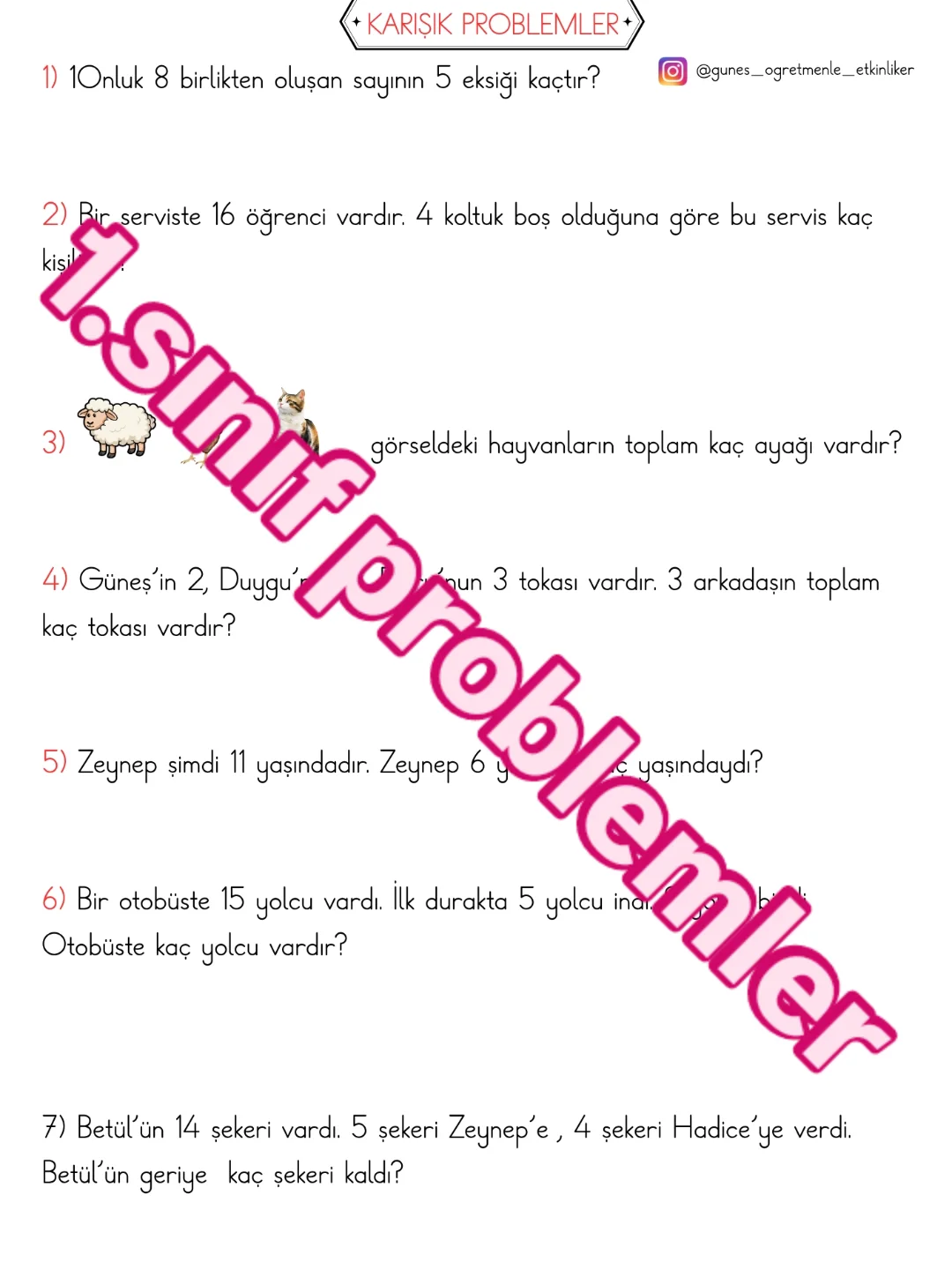 1. Matematik Karışık Problemler