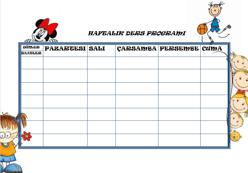 Haftalık Ders Programı Çizelgesi