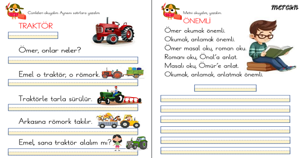 1. Sınıf İlk Okuma Yazma Ö Sesi Dikte Ve Okuma Metinleri (4 Sayfa)