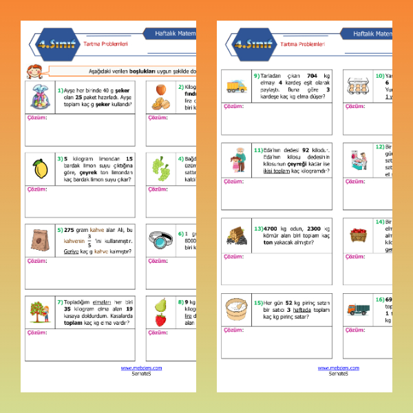 4. Sınıf Matematik - Tartma Problemleri Etkinliği