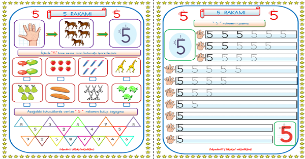 1. Sınıf Matematik 5 Rakamı Yazma Etkinliği