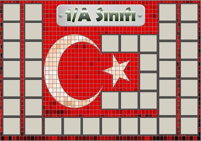 Model 54, 1A şubesi için Türk bayraklı fotoğraf eklemeli kapı süslemesi - 42 öğrencilik