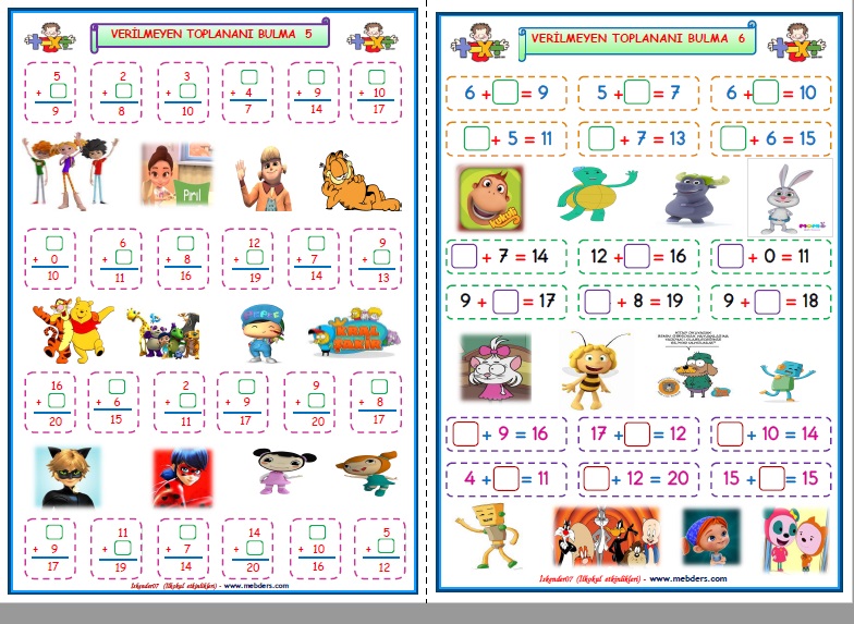 1.Sınıf Matematik Toplama İşleminde Verilmeyen Sayıyı Bulma  5-6