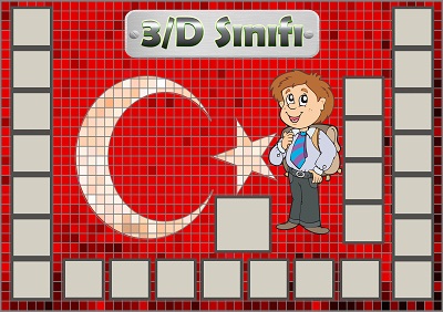 Model 54, 3D şubesi için Türk bayraklı fotoğraf eklemeli kapı süslemesi - 25 öğrencilik