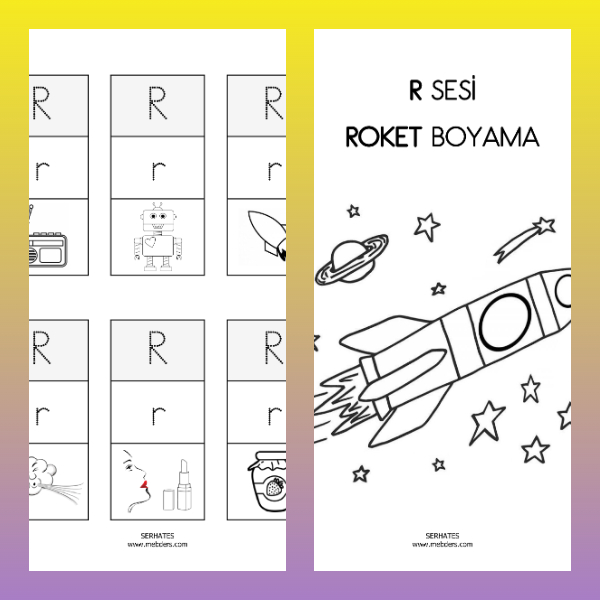 1. Sınıf İlkokuma Yazma - R Sesi Boyamalı Ses Kartları Etkinliği