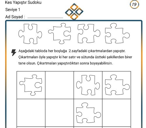 Kes Yapıştır Sudoku Etkinliği 19 (Seviye 1)