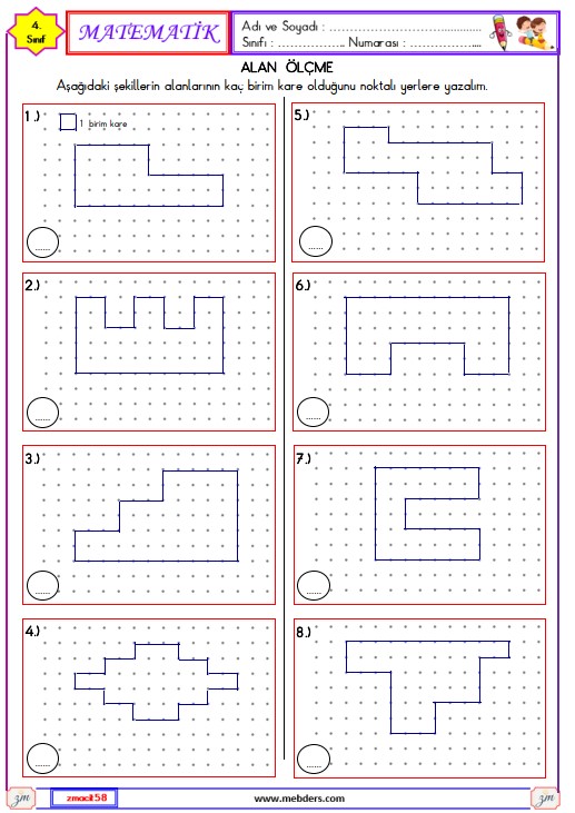 4. Sınıf Matematik Alan Ölçme Ettkinliği 3