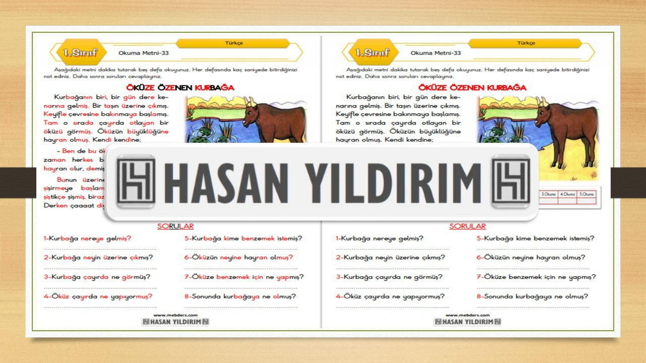 1.Sınıf Türkçe Okuma Metni-33 (Öküze Özenen Kurbağa)