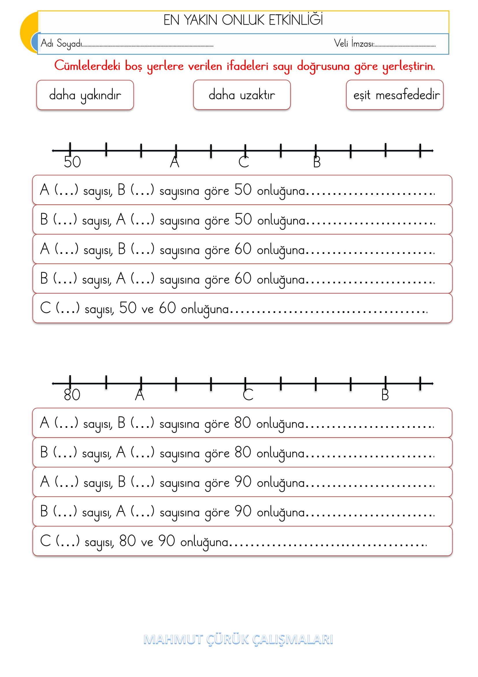2.Sınıf - Matematik - En Yakın Onluk Etkinliği-3