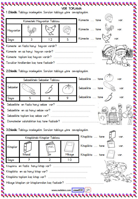 1. Sınıf Matematik Veri Toplama ve Değerlendirme Etkinliği 15