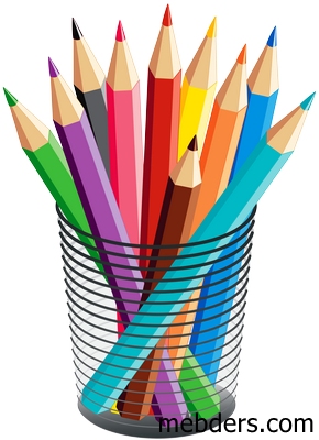 Bardakta renkli kalemler resmi png