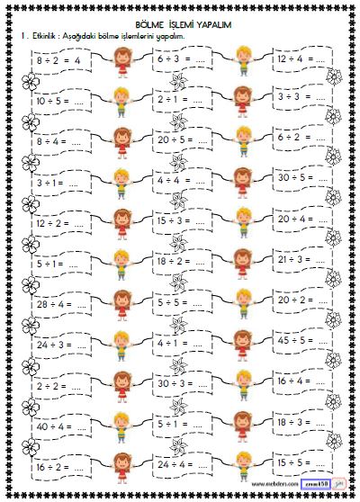 2. Sınıf Matematik Bölme İşlemi Etkinliği 7
