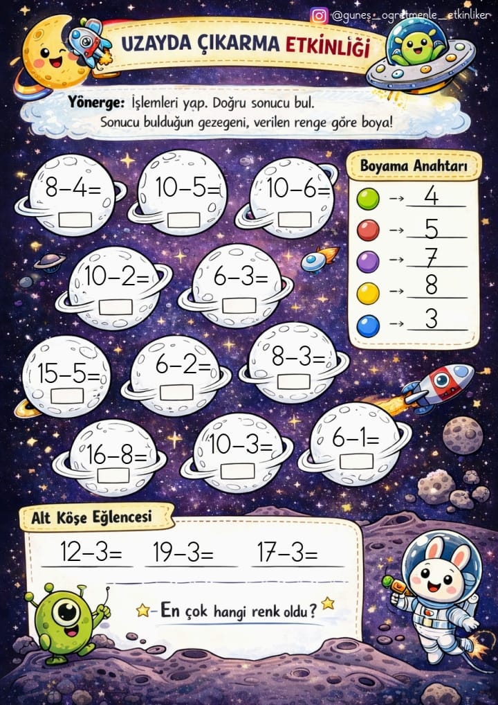 1.Sınıf Toplama ve Çıkarma İşlemleri