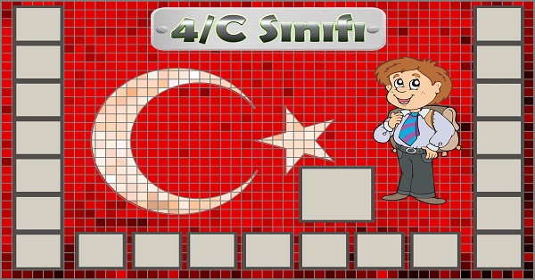 Model 54, 4C şubesi için Türk bayraklı fotoğraf eklemeli kapı süslemesi - 21 öğrencilik