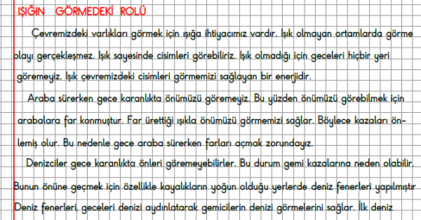 3.Sınıf Fen Bilimleri Işığın Görmedeki Rolü Konu Anlatımı
