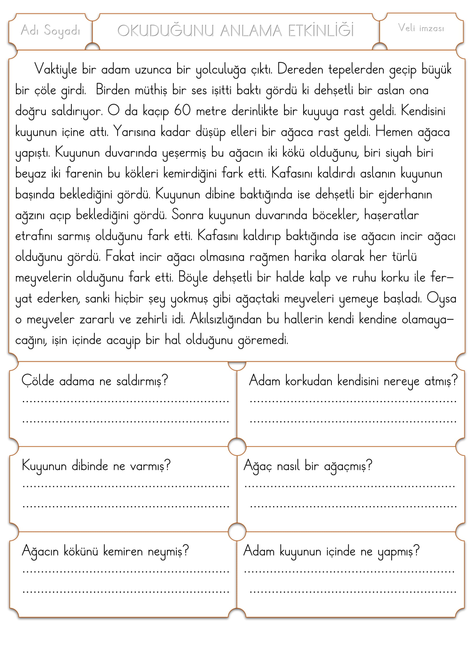 1.Sınıf Türkçe Okuduğunu Anlama Etkinliği -11