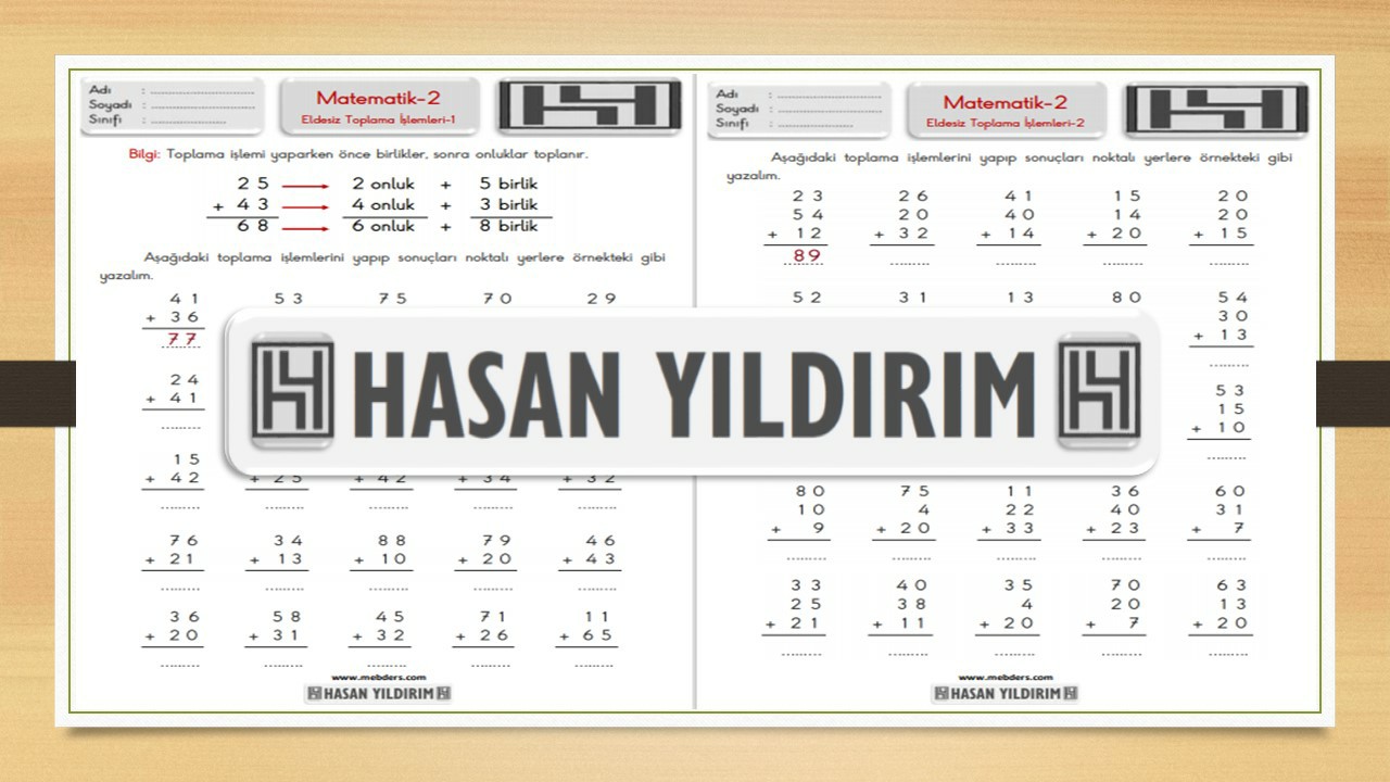 2.Sınıf Matematik Eldesiz Toplama İşlemleri Çalışma Sayfaları