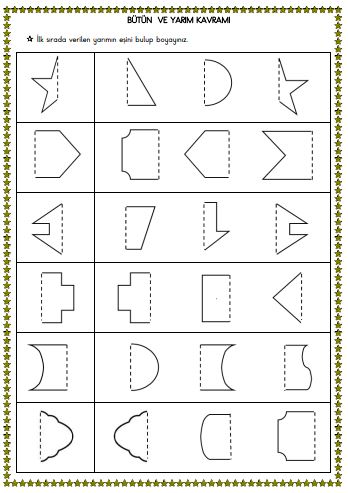 1. Sınıf Matematik Bütün ve Yarım  Etkinliği 4