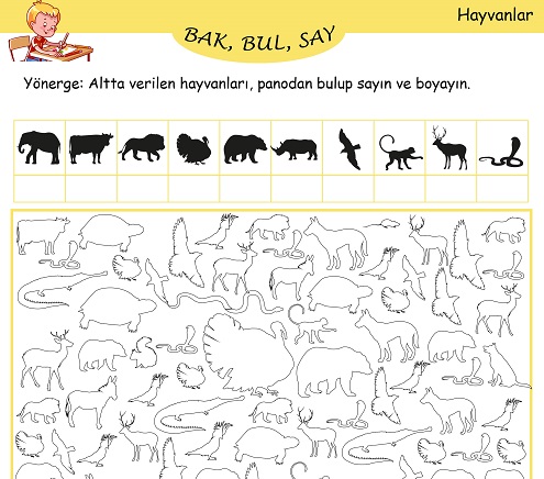 Bak, Bul, Say Etkinliği - Hayvanlar