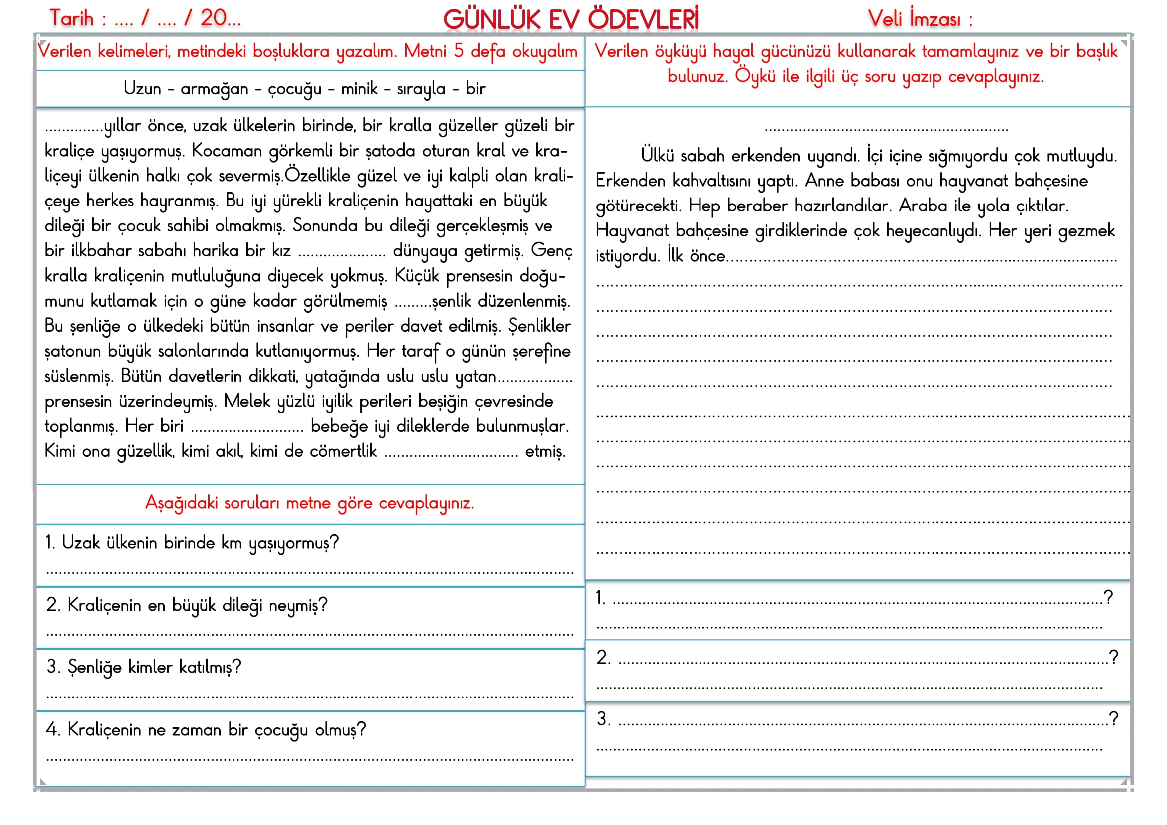 2.Sınıf - 28 Ekim 2025 Günlük Ev Ödevleri