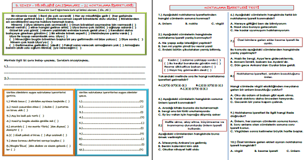 3.Sınıf - Türkçe Dilbilgisi Çalışması - 2 (Noktalama İşaretleri)