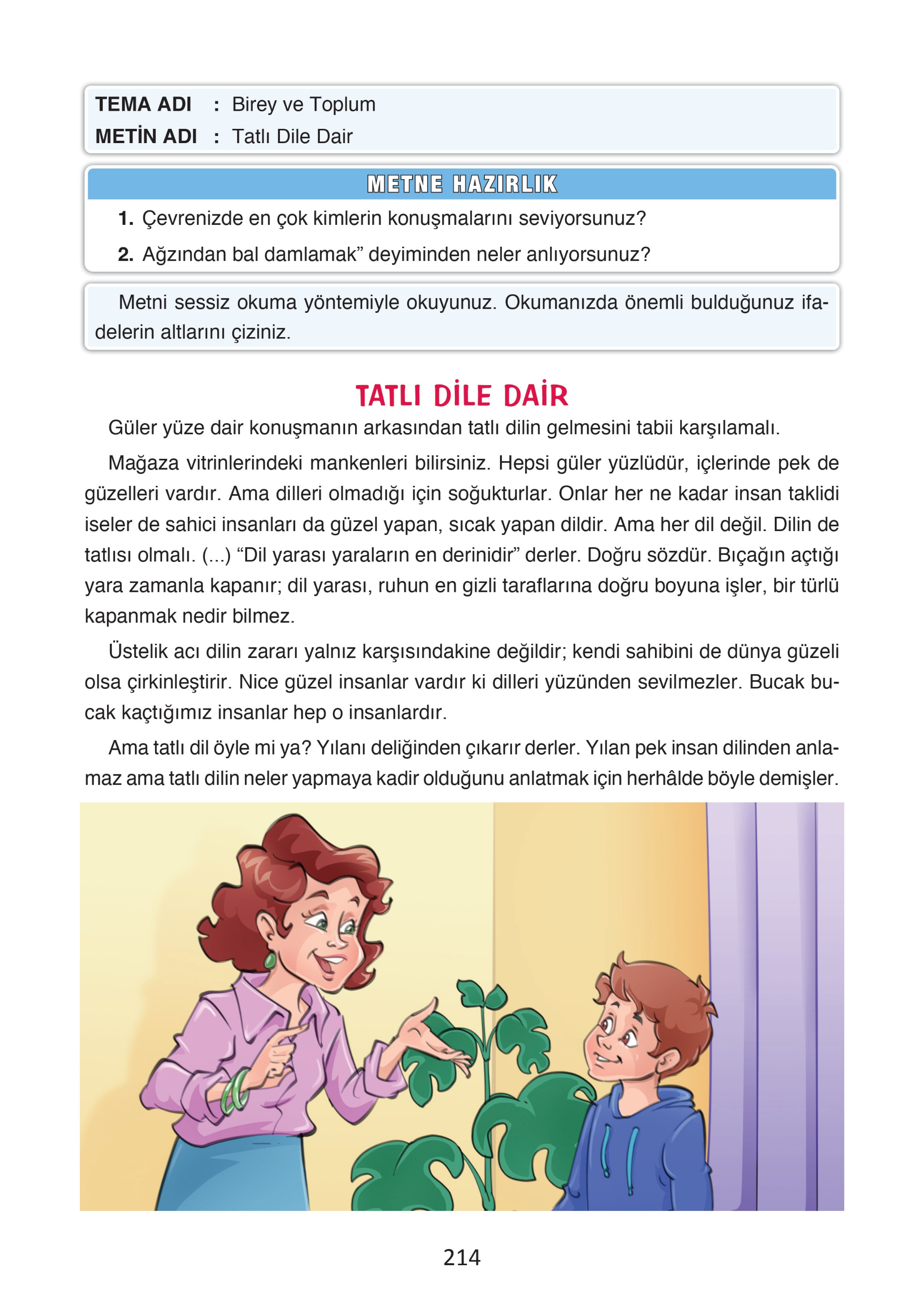 4. Sınıf Türkçe Ada Yayınları Tatlı Dile Dair Metni Etkinlik Cevapları