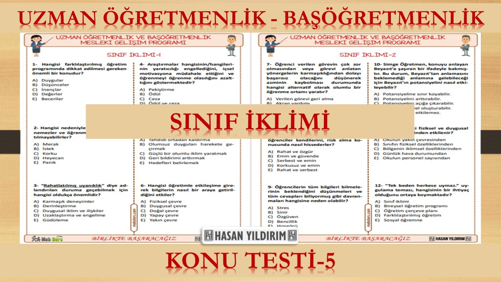 Sınıf İklimi (Konu Testi-5)