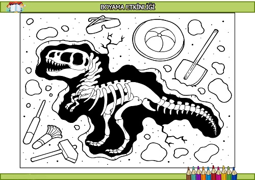 Fosil dinozor boyama etkinliği