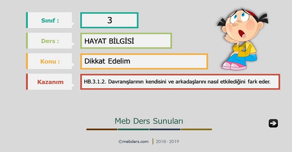 3.Sınıf Hayat Bilgisi Dikkat Edelim Sunusu