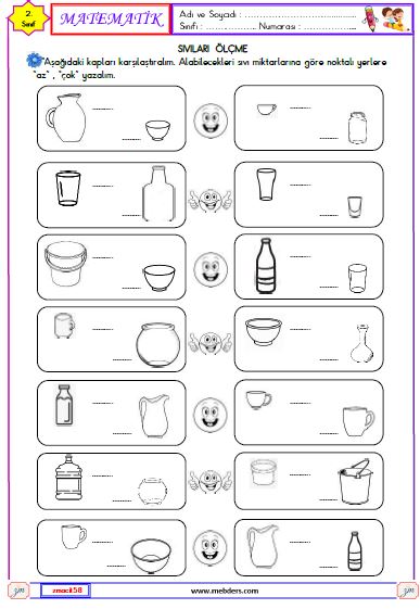 2. Sınıf Matematik Sıvıları Ölçme Etkinliği 4