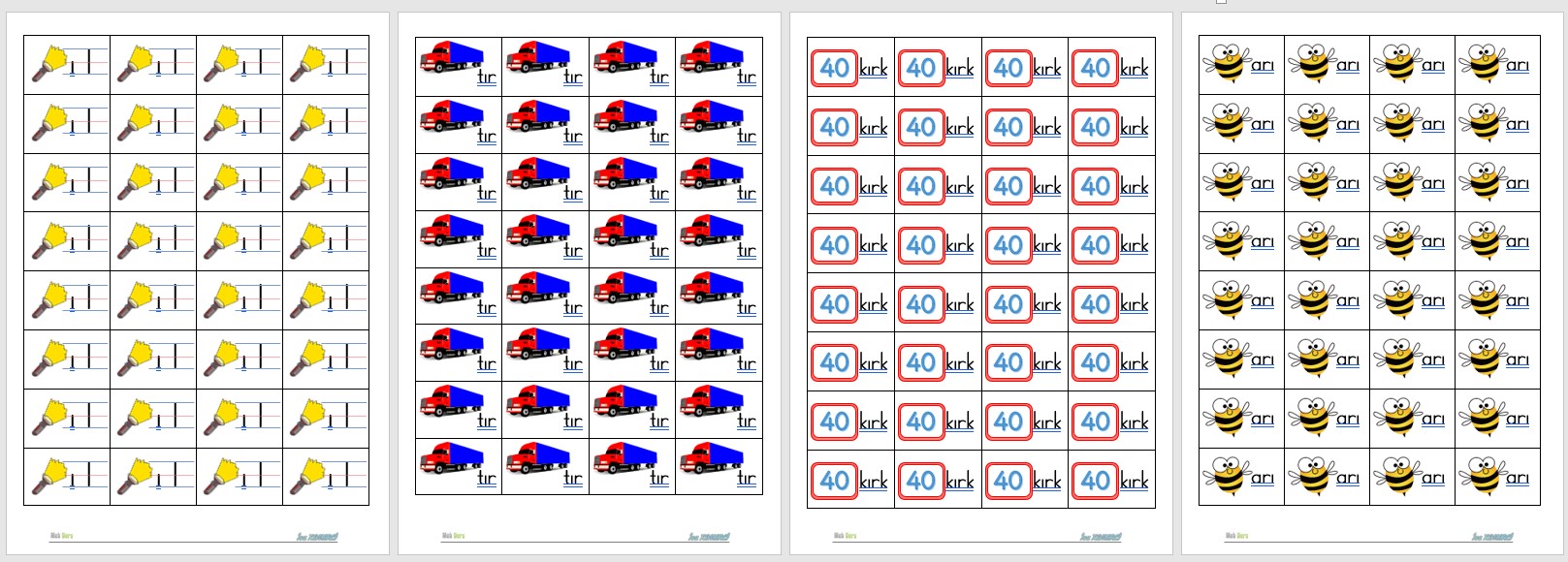 1. Sınıf İlk Okuma Yazma I Sesi Defter Çalışması