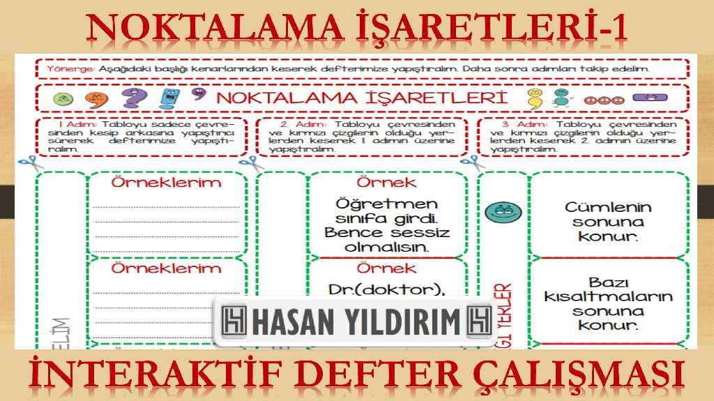 Noktalama İşaretleri İnteraktif Defter Çalışması-1 (Nokta, Virgül, Soru İşareti)