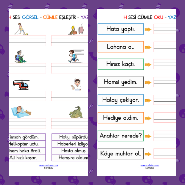 1. Sınıf İlkokuma Yazma - H Sesi Cümle Etkinliği