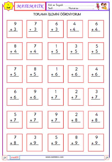 1. Sınıf Matematik Toplama İşlemi Etkinliği 8