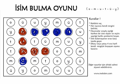 2.Grup Harflerle İsim Bulma Oyunu