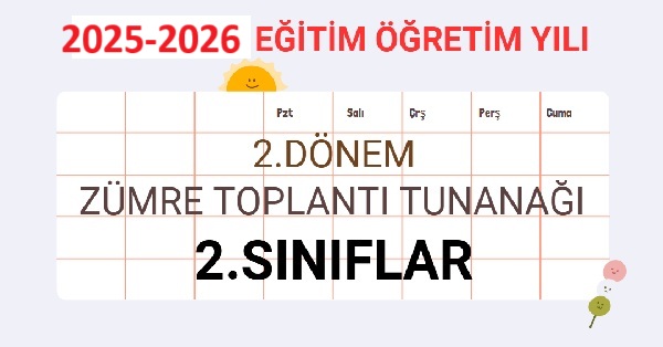 2025-2026 Eğitim Öğretim Yılı 2.Sınıflar 2.Dönem Zümre Öğretmenler Kurulu Toplantı Tutanağı
