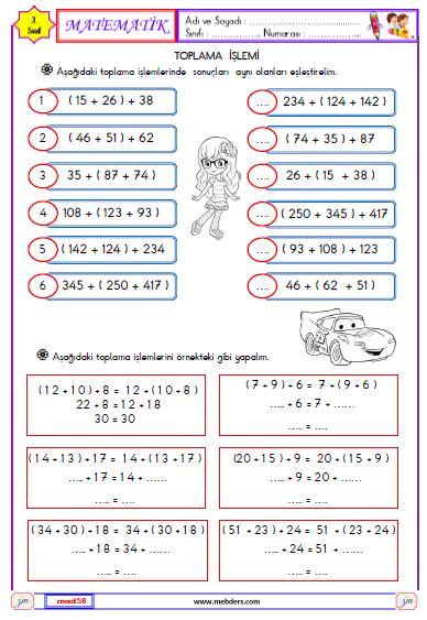 3. Sınıf Matematik Toplama İşlemi Etkinliği 3