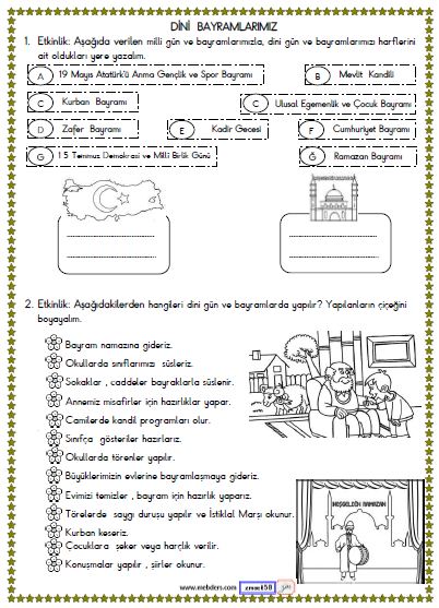 2. Sınıf Hayat Bilgisi Dini Bayramlarımız Etkinliği