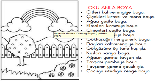 1.Sınıf Türkçe Okuyalım-Anlayalım-Boyayalım  Etkinliği-5